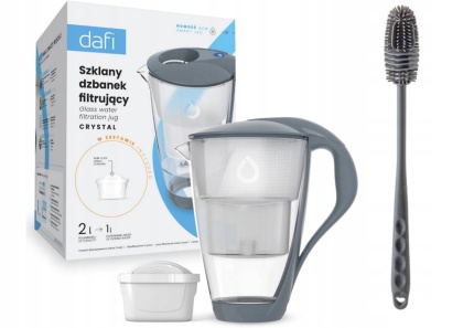 Szklany dzbanek Dafi CRYSTAL LED 2L STALOWY + wkład Unimax + SZCZOTKA