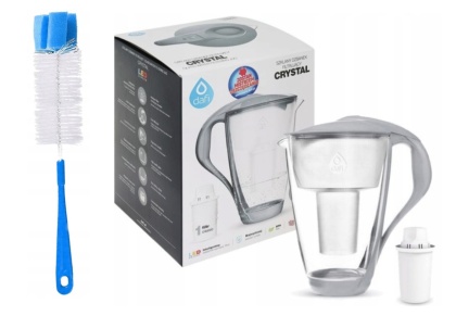 Szklany dzbanek Dafi CRYSTAL LED 2L STALOWY + wkład Classic + SZCZOTKA