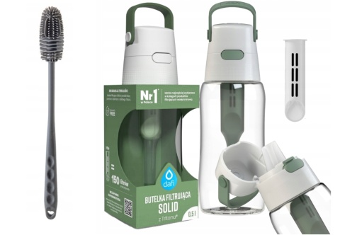 Butelka filtrująca Dafi Solid 0.5 L szałwiowa zielona + FILTR + SZCZOTKA