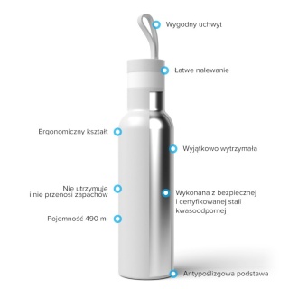 Butelka termiczna termos Dafi EASY stal nierdzewna 490 ml biała