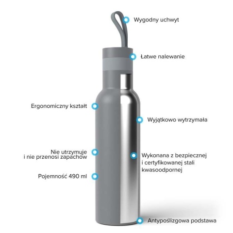 Butelka termiczna termos Dafi EASY stal nierdzewna 490 ml szara