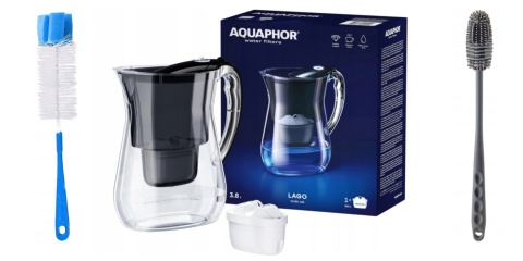 Dzbanek filtrujący Aquaphor LAGO + Wkład Maxfor+ CZARNY + 2 szczotki