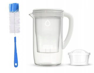 Dzbanek filtrujący szklany Dafi PRISMA LED +1 filtr Unimax, BIAŁY + SZCZOTKA