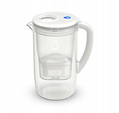 Dzbanek filtrujący szklany Dafi PRISMA LED +1 filtr Unimax, BIAŁY + SZCZOTKA