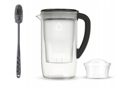 Dzbanek filtrujący szklany Dafi PRISMA LED +1 filtr Unimax, CZARNY + SZCZOTKA