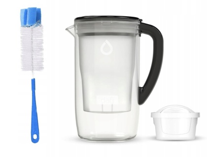 Dzbanek filtrujący szklany Dafi PRISMA LED +1 filtr Unimax, CZARNY + SZCZOTKA