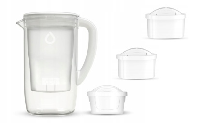 Dzbanek filtrujący szklany Dafi PRISMA LED +3 filtry Unimax, BIAŁY