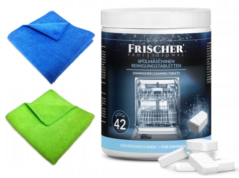 TABLETKI DO CZYSZCZENIA ZMYWARKI KAPSUŁKI 42szt + 2 ŚCIERECZKI