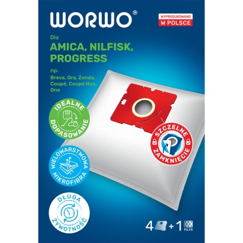 WORKI DO ODKURZCZA MPM, AMICA ZONDA, DUBLIS, VIENTO MPMB02 4 SZT. + 1 FILTR