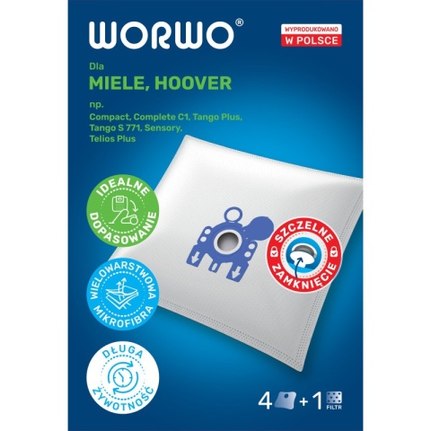 WORKI DO OKURZACZA HOOVER MIELE C1 C2 C3 GN 4 SZT. + 1 FILTR