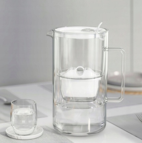 Dzbanek filtrujący szklany Aquaphor Glass biały + 7 filtrów (4Mg+3+)