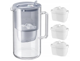 Dzbanek filtrujący szklany Aquaphor Glass 2,5l + 3 Maxfor+ MG, SZARY