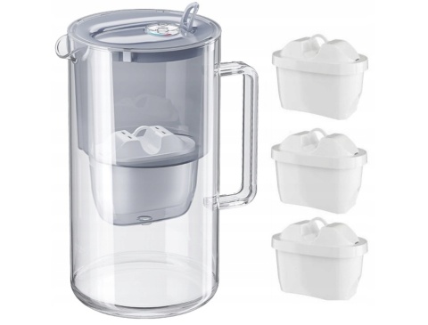 Dzbanek filtrujący szklany Aquaphor Glass 2,5l + 3 Maxfor+ MG, SZARY