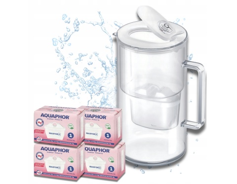 Dzbanek filtrujący szklany Aquaphor Glass 2,5l BIAŁY + 4 Maxfor+ MG