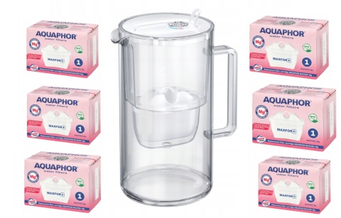 Dzbanek filtrujący szklany Aquaphor Glass 2,5l BIAŁY + 6 Maxfor+ MG