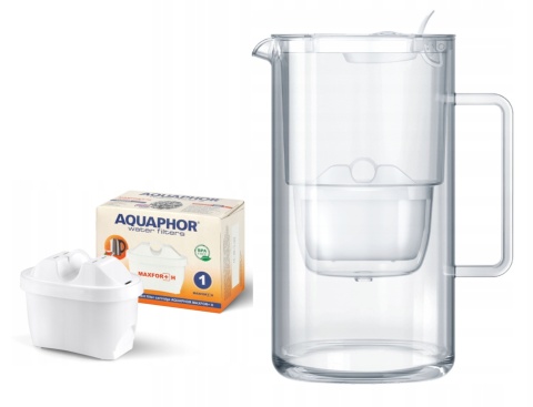 Dzbanek filtrujący szklany Aquaphor Glass 2,5l + wkład Maxfor+ H, BIAŁY