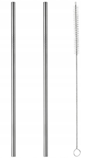 2 szt. SŁOMKA STALOWA WIELORAZOWA DO NAPOJÓW + 1 czyścik MIX kolorów