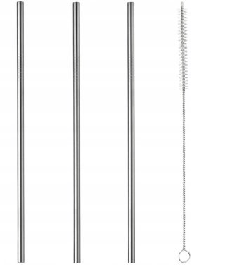 3 szt. SŁOMKA STALOWA WIELORAZOWA DO NAPOJÓW + 1 czyścik MIX kolorów
