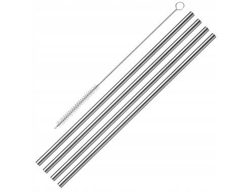 4 szt. SŁOMKA STALOWA WIELORAZOWA DO NAPOJÓW + 1 czyścik MIX kolorów