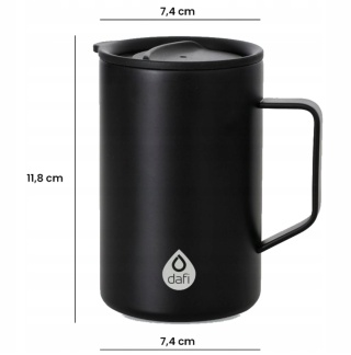 Czarny szczelny kubek termiczny z uchem DAFI DOUBLE WALL 330 ml