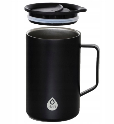 Czarny szczelny kubek termiczny z uchem DAFI DOUBLE WALL 330 ml