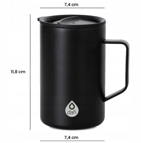 Czarny szczelny kubek termiczny z uchem DAFI DOUBLE WALL 330 ml
