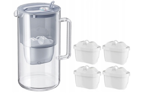 Dzbanek filtrujący szklany Aquaphor Glass 2,5l + 4 wkłady MIX, SZARY