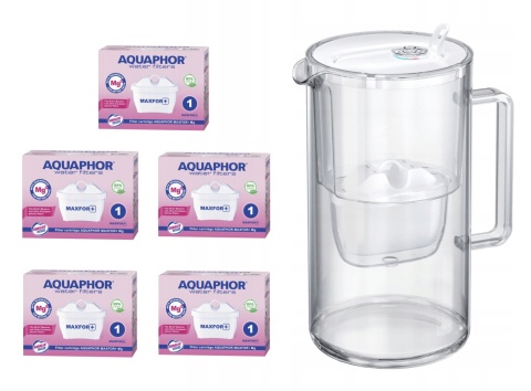 Dzbanek filtrujący szklany Aquaphor Glass 2,5l BIAŁY + 5 Maxfor+ MG