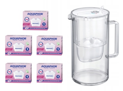 Dzbanek filtrujący szklany Aquaphor Glass 2,5l BIAŁY + 5 Maxfor+ MG