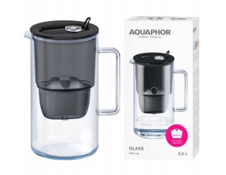 Dzbanek filtrujący szklany Aquaphor Glass 2,5l z wkładem Maxfor+ MG, CZARNY