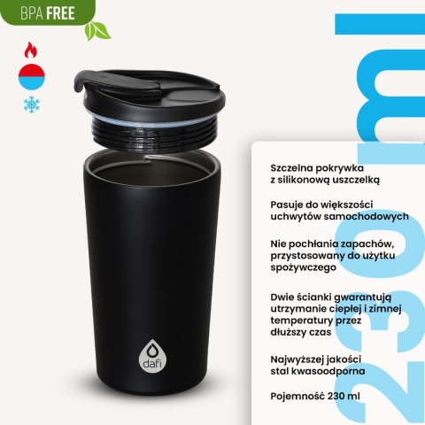 Kubek Termiczny Dafi 230 ml Czarny Stal Nierdzewna na Kawę Herbatę