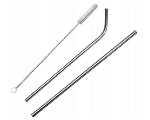 SŁOMKI RURKI STALOWE WIELORAZOWE DO NAPOJÓW EKO + 2 CZYŚCIKI w ETUI