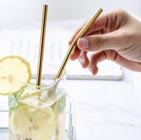 SŁOMKI RURKI STALOWE WIELORAZOWE DO NAPOJÓW EKO + 2 CZYŚCIKI w ETUI