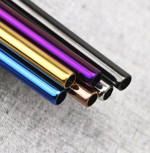 SŁOMKI RURKI STALOWE WIELORAZOWE DO NAPOJÓW EKO + 2 CZYŚCIKI w ETUI