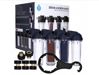 ZESTAW filtrów DAFI z obudowami: 2x polipropylenowy + jonowymienny + węglowy