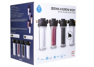 ZESTAW filtrów DAFI z obudowami: 2x polipropylenowy + jonowymienny + węglowy