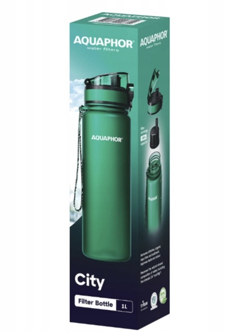 Butelka filtrująca z Tritanu Aquaphor City 1L Butelkowa Zieleń + 1 FILTR