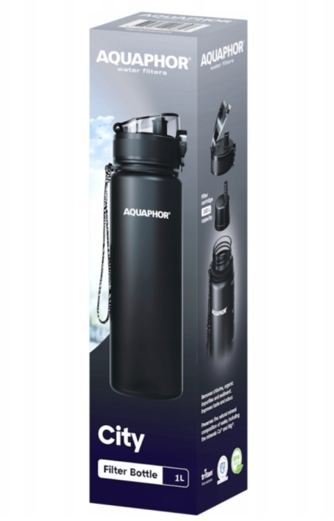 Butelka filtrująca z Tritanu Aquaphor City 1L Czarna/Black + 1 FILTR