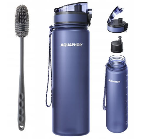 Butelka filtrująca z Tritanu Aquaphor City 800 ml Granatowa + SZCZOTKA
