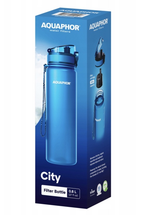 Butelka filtrująca z Tritanu Aquaphor City 800 ml Niebieska