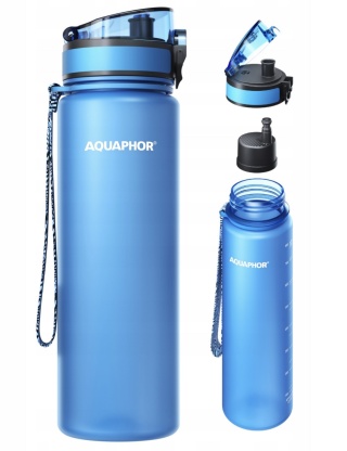 Butelka filtrująca z Tritanu Aquaphor City 800 ml Niebieska + SZCZOTKA