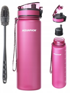 Butelka filtrująca z Tritanu Aquaphor City 800 ml Różowa/Pink + SZCZOTKA
