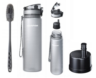 Butelka filtrująca z Tritanu Aquaphor City 800 ml Szara + SZCZOTKA