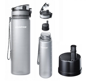 Butelka filtrująca z Tritanu Aquaphor City 800 ml Szara + SZCZOTKA
