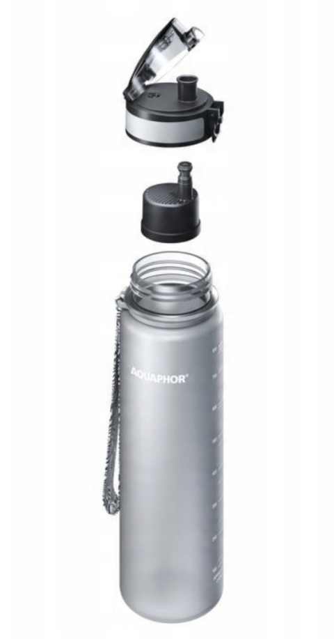 Butelka filtrująca z Tritanu Aquaphor City 800 ml Szara + SZCZOTKA