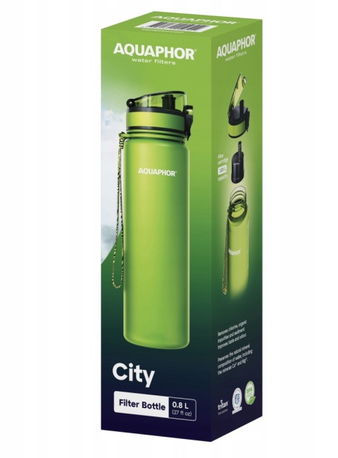 Butelka filtrująca z Tritanu Aquaphor City 800 ml Zielona + SZCZOTKA