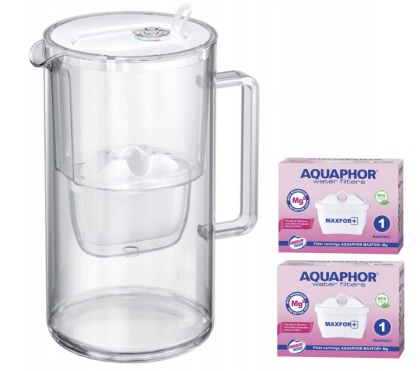 Dzbanek filtrujący szklany Aquaphor Glass 2,5l BIAŁY + 2 Maxfor+ MG