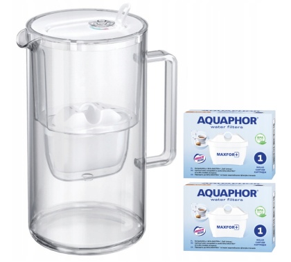 Dzbanek filtrujący szklany Aquaphor Glass 2,5l BIAŁY + 2 Maxfor+