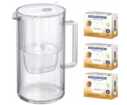 Dzbanek filtrujący szklany Aquaphor Glass 2,5l BIAŁY + 3 Maxfor+ H