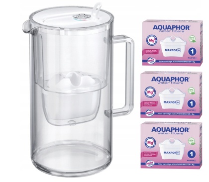 Dzbanek filtrujący szklany Aquaphor Glass 2,5l BIAŁY + 3 Maxfor+ MG